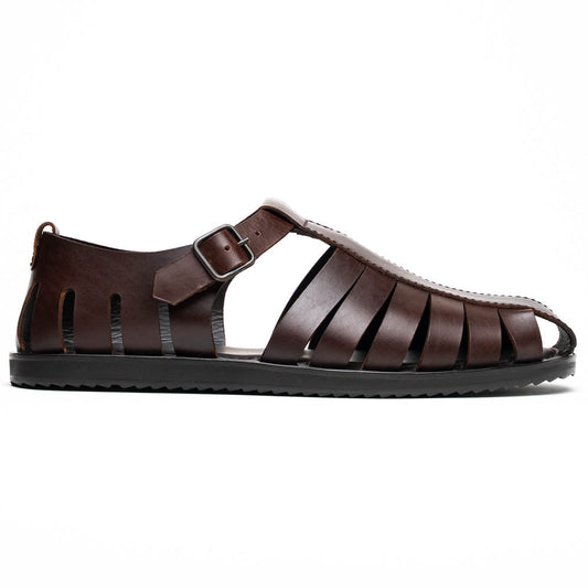 05-110-BRN PESCA Calfskin Strap-On Sandal, Brown