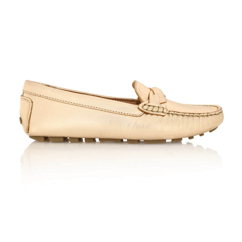 PIPER Leather Driving Loafer Gold Metallic