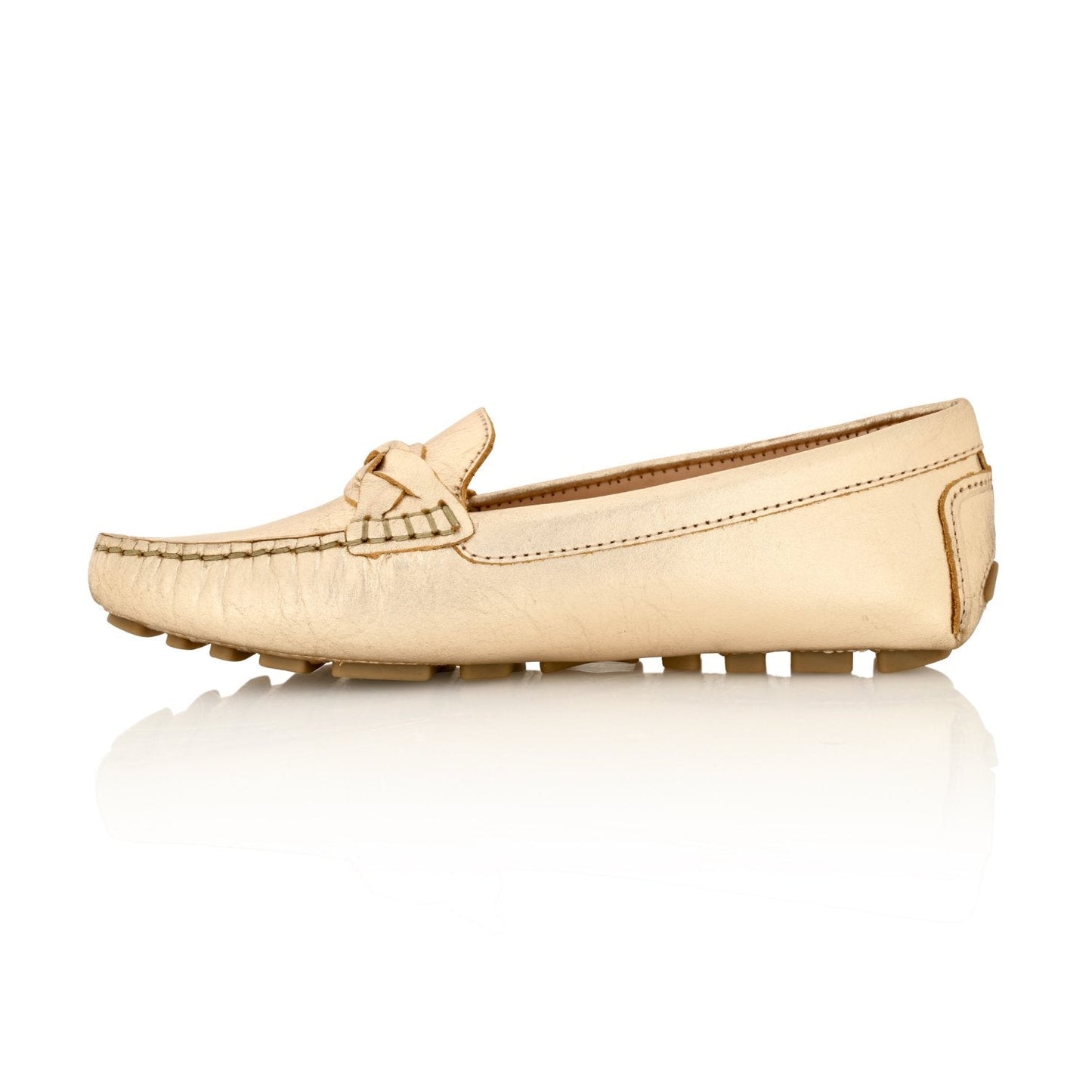 PIPER Leather Driving Loafer Gold Metallic