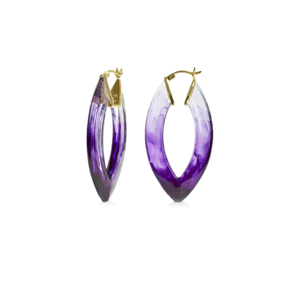 Painted Marquise Lucite Hoop Earrings