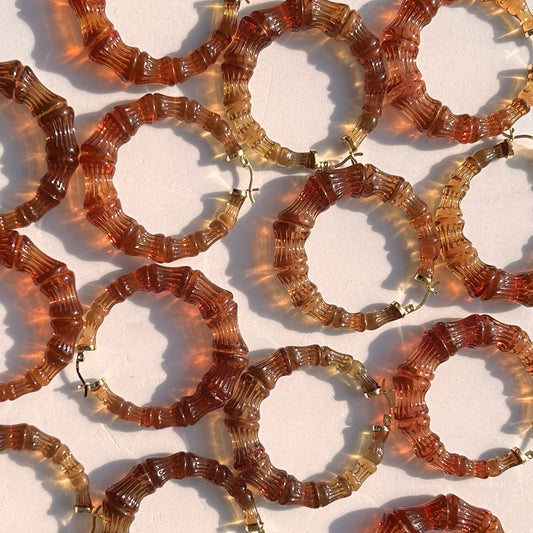 Rum & Coke Lucite Bamboo Hoop Earrings