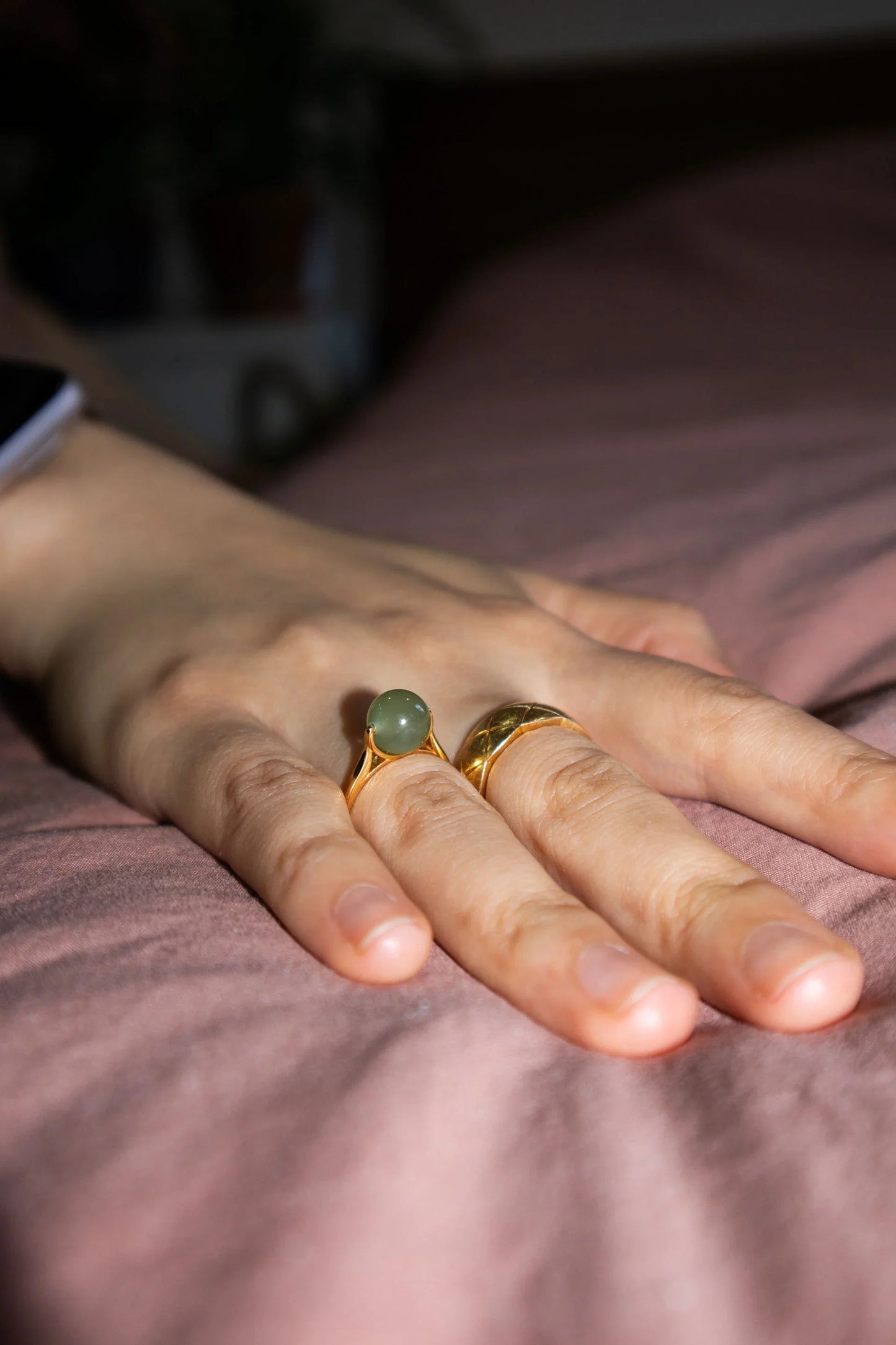 Equinox — Green Bead Jade Ring