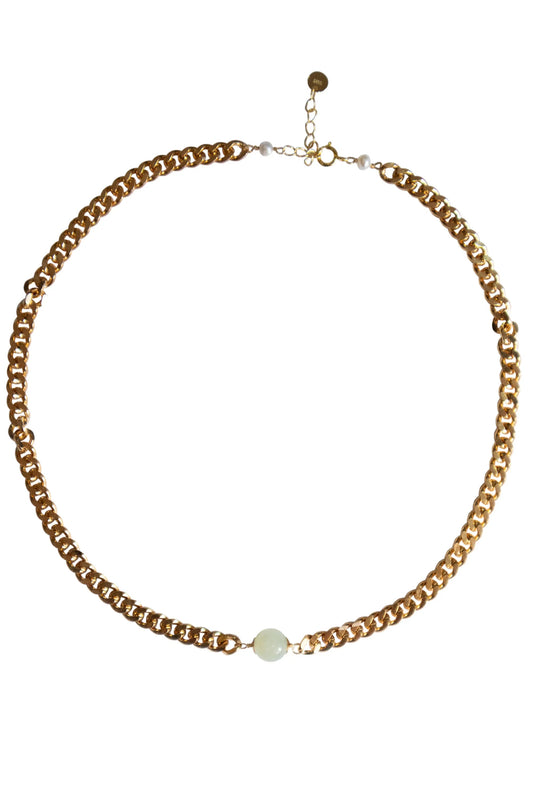 Charlotte — Green Jade Gold Chain Necklace