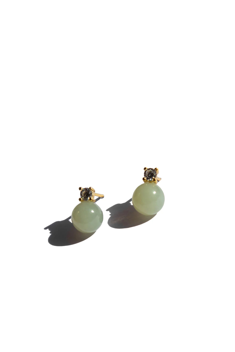 Esther — Green Jade and Zircon Stud Earrings