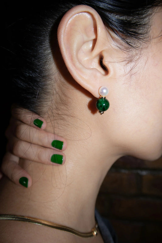 Robyn — Pearl Jade Stone Drop Earrings