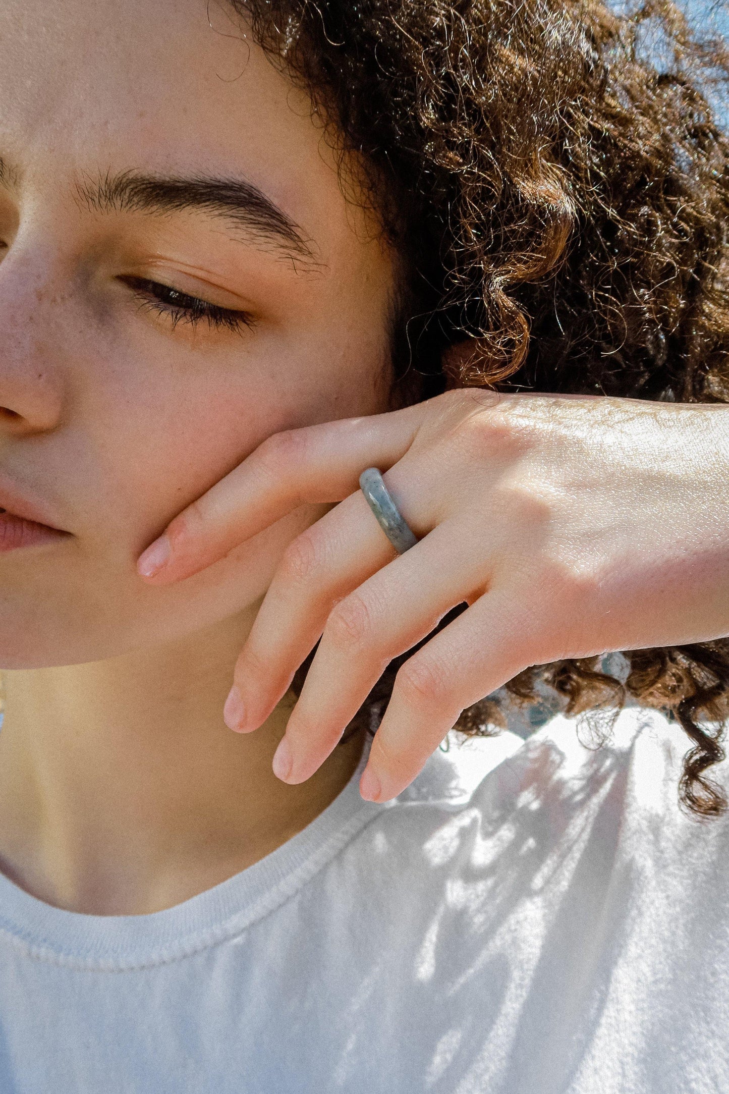 Sesame — Grey Jade Ring