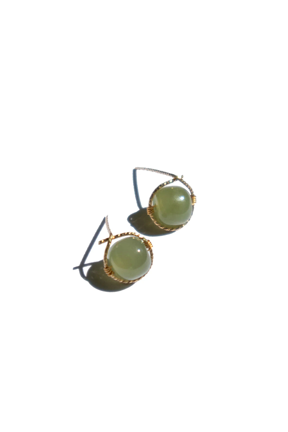 Sydney — Green Jade Bead Stud Earrings
