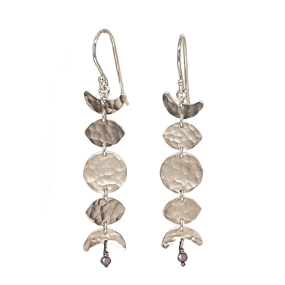 Moon Phase Earrings in Sterling Silver