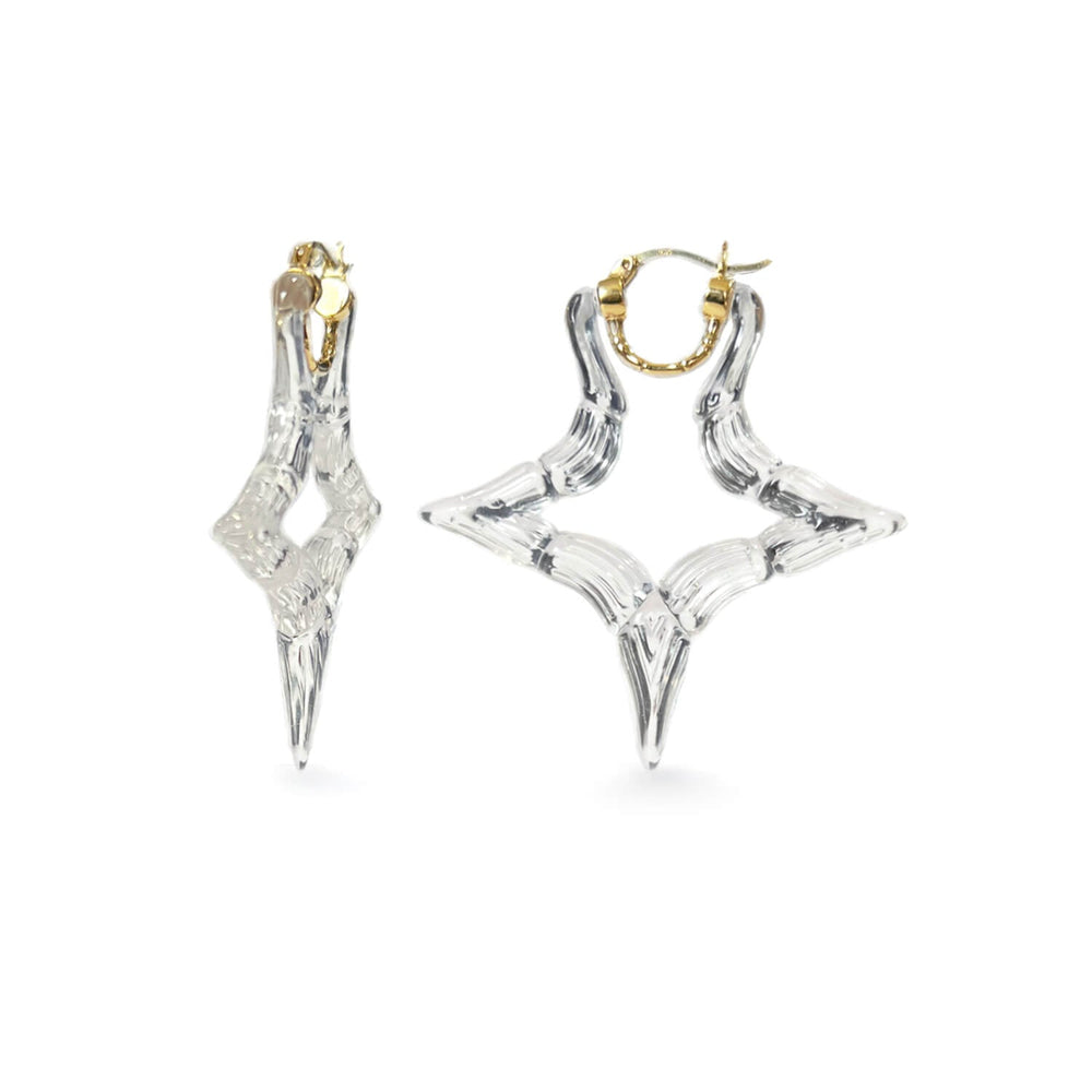 Star Bamboo Lucite Hoop Earrings