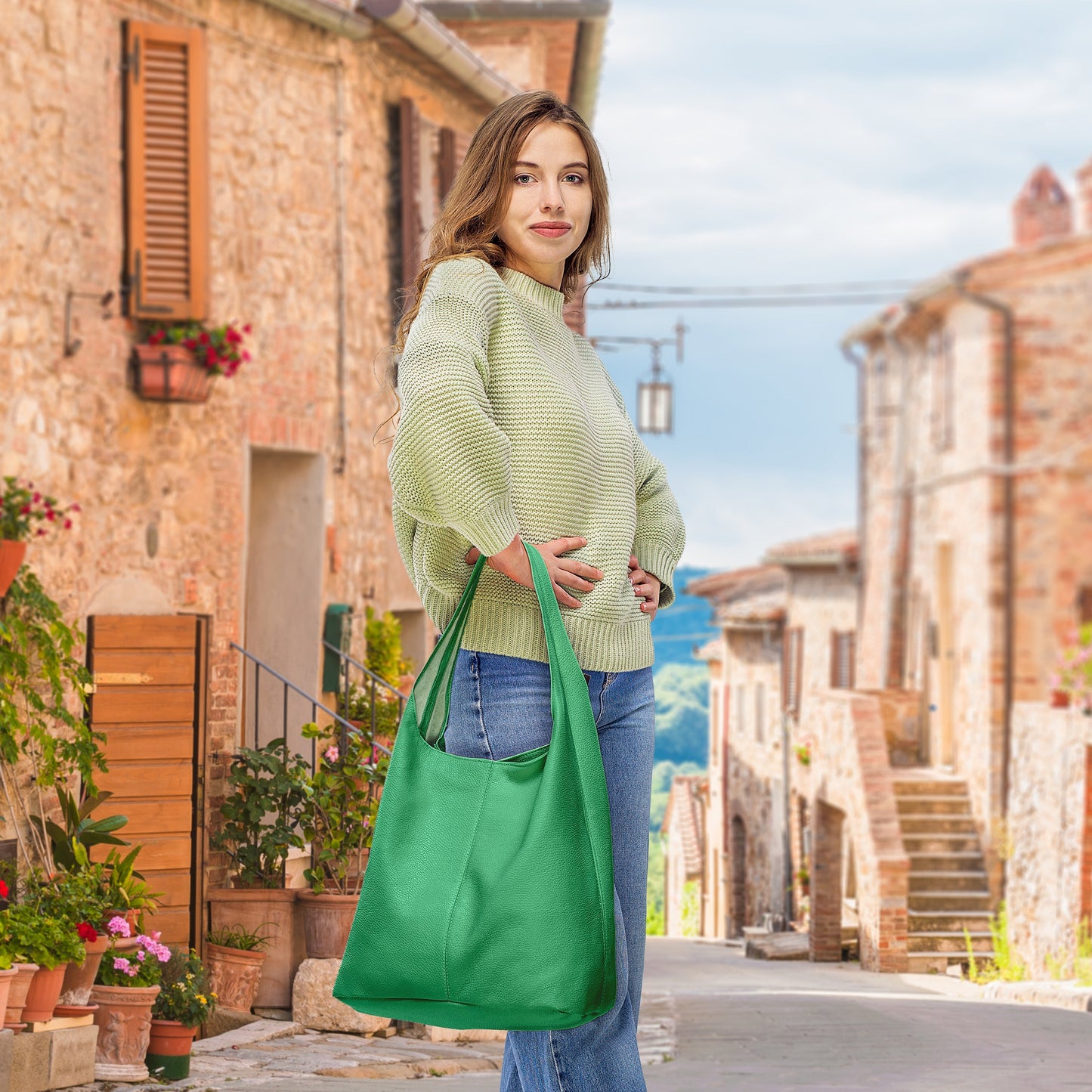 Calf Leather Hobo Bag