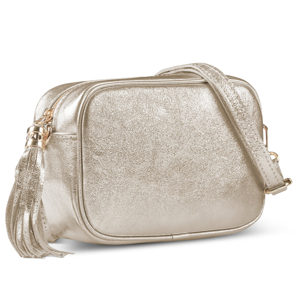 Metallic Suede Leather Crossbody Bag