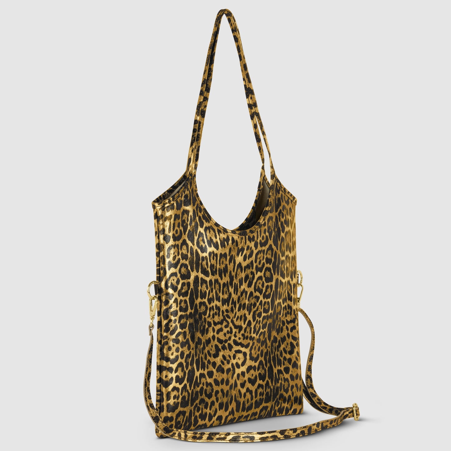Leopard Metallic Suede Leather Tote Bag