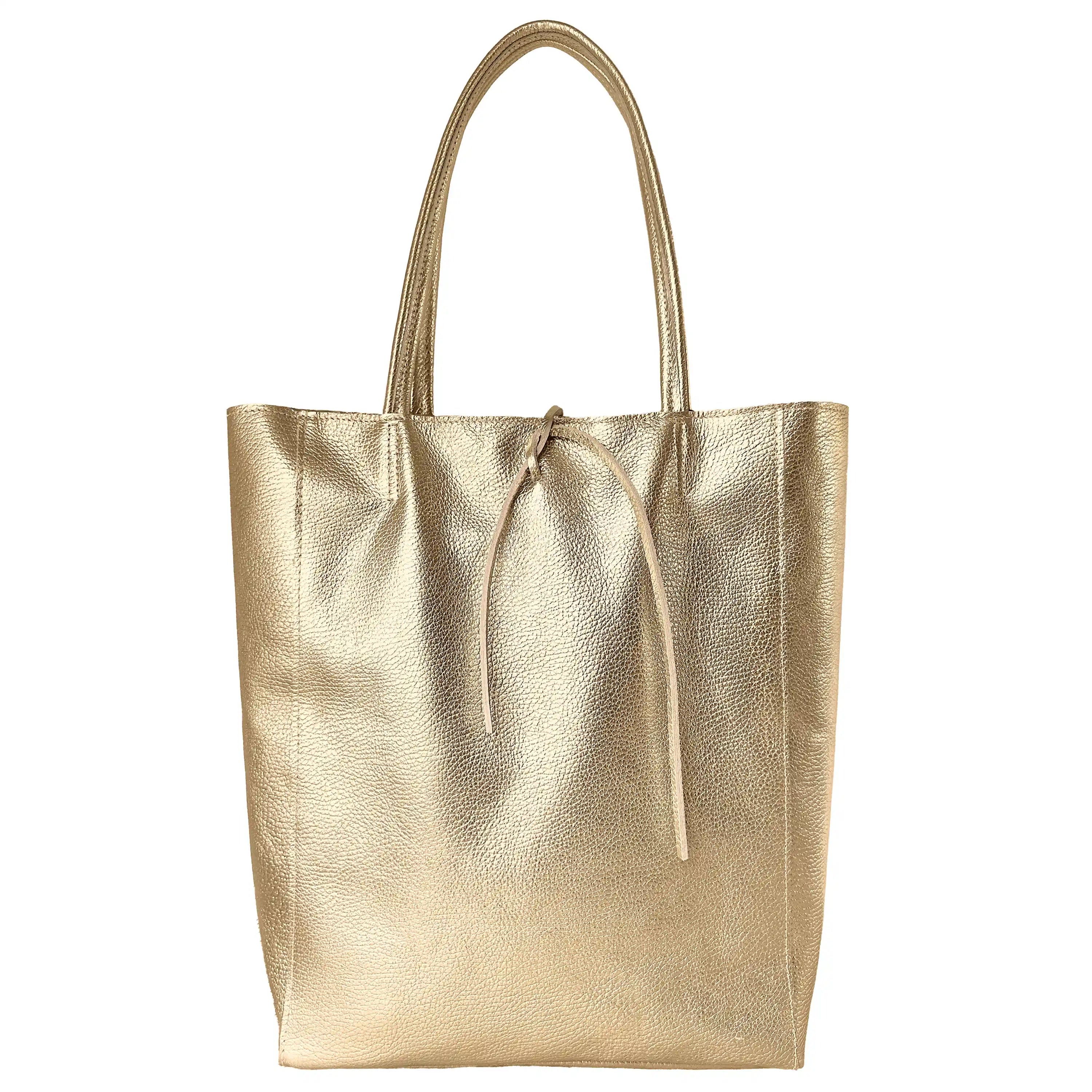 Metallic Calf Leather Tote Bag