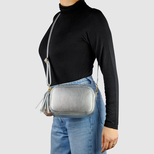 Metallic Calf Leather Crossbody Bag