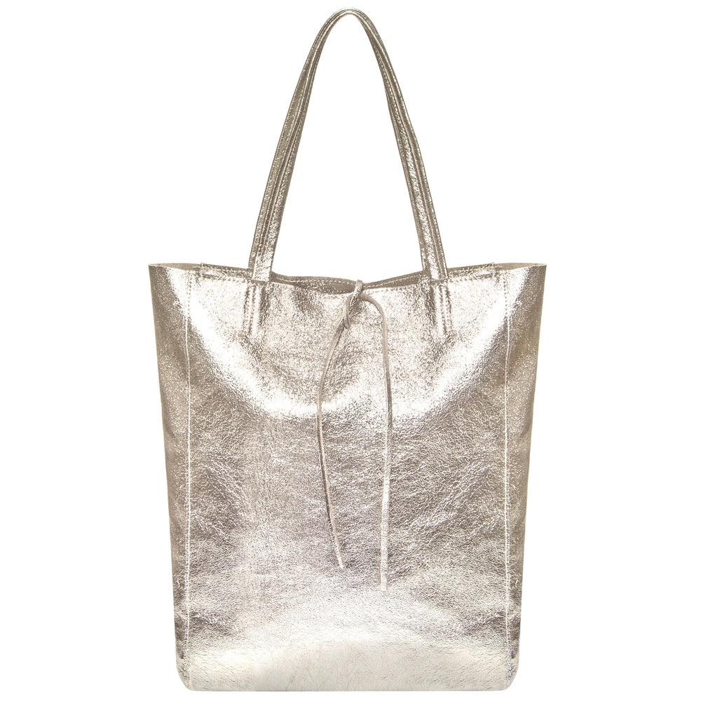 Metallic Suede Leather Tote Bag