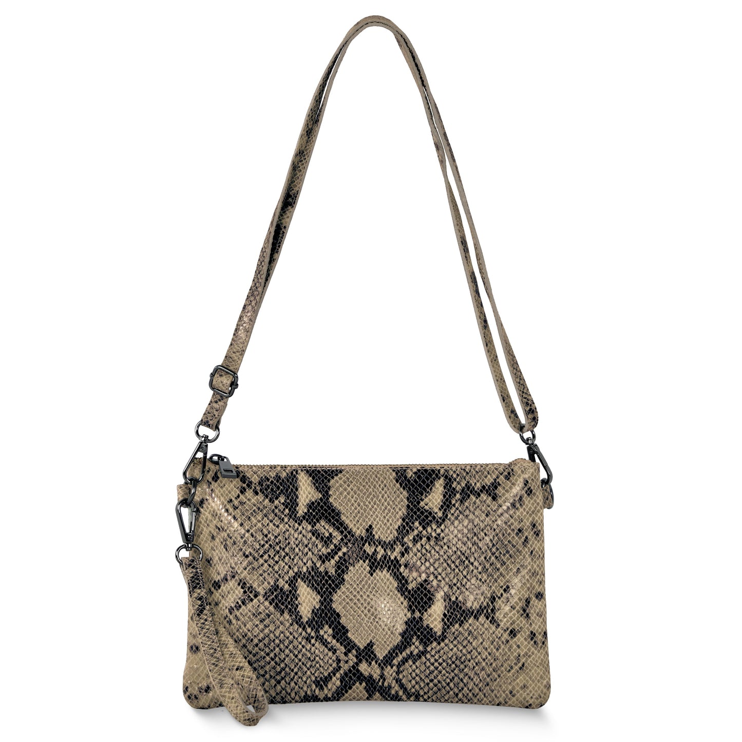 Python Suede Leather Crossbody Bag