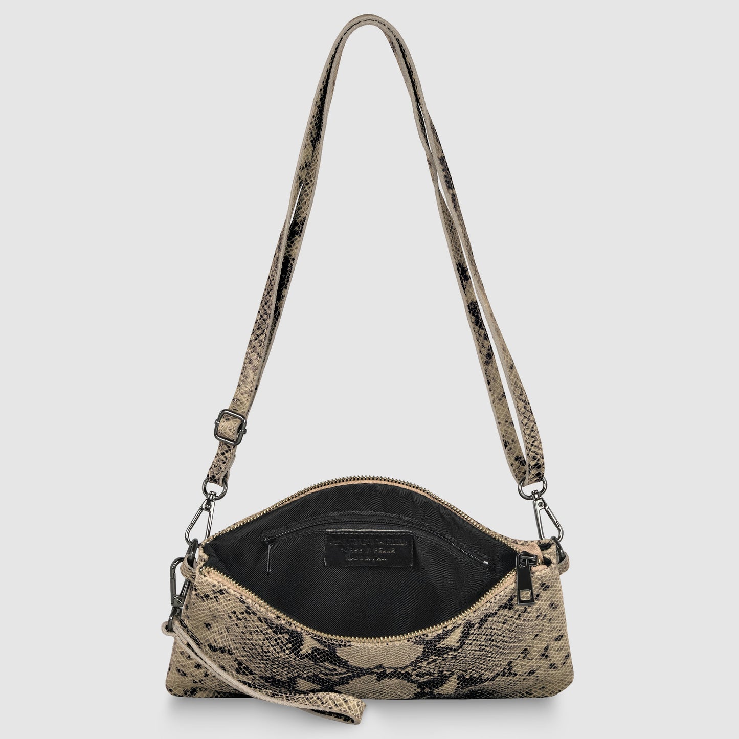 Python Suede Leather Crossbody Bag