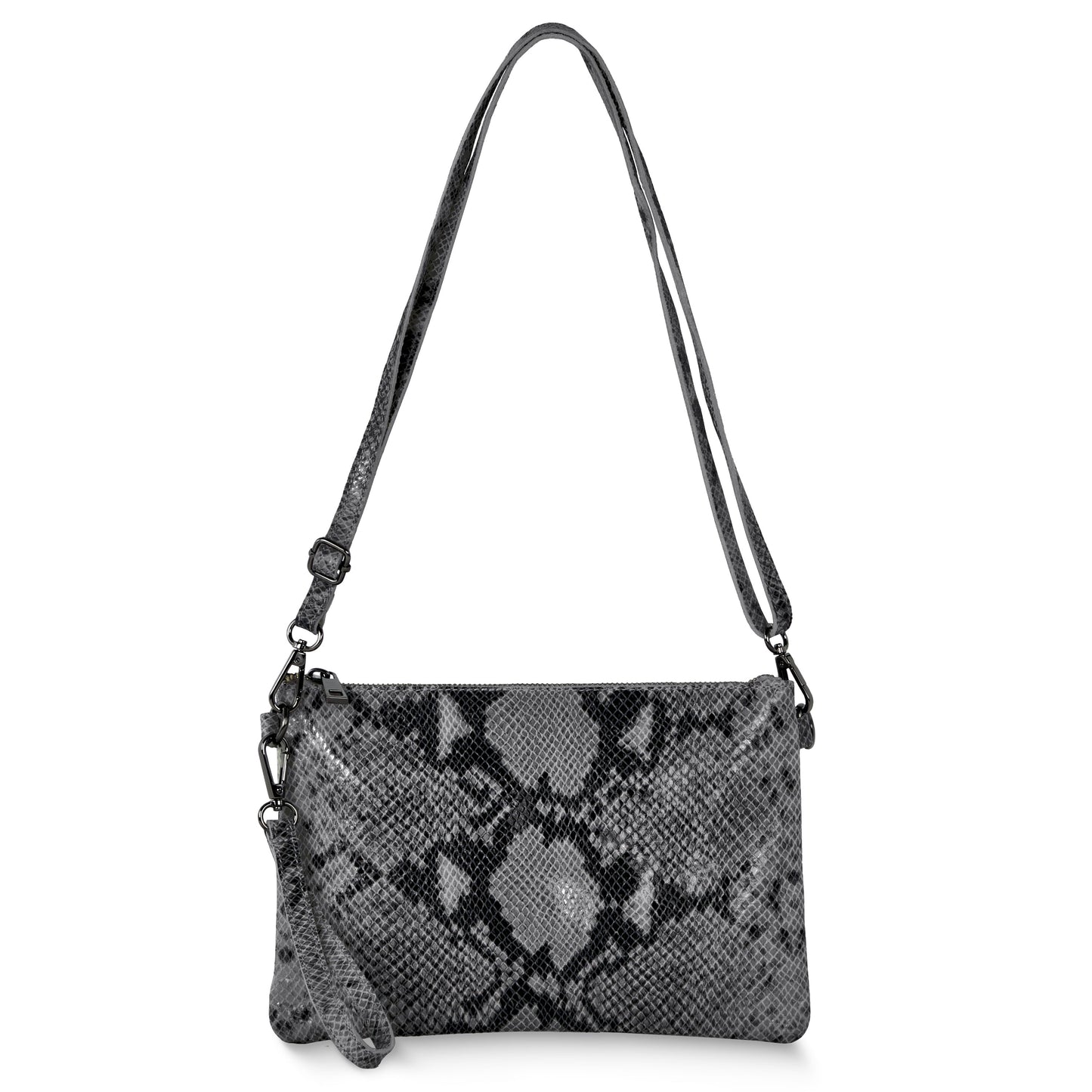 Python Suede Leather Crossbody Bag