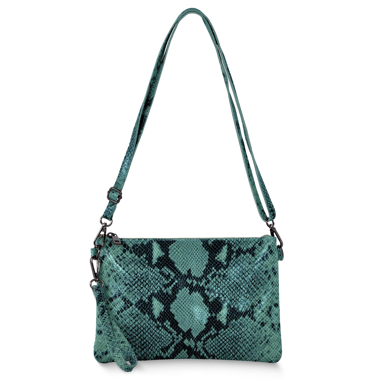 Python Suede Leather Crossbody Bag