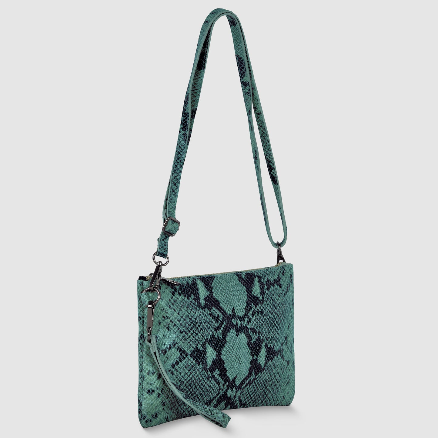 Python Suede Leather Crossbody Bag