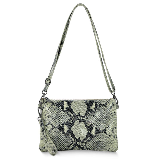 Python Suede Leather Crossbody Bag