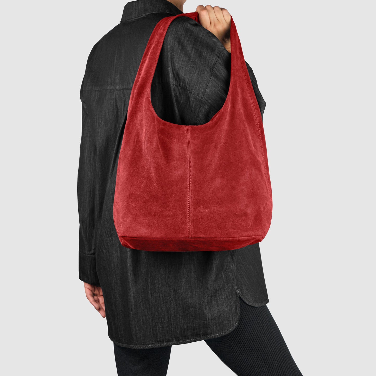 Suede Leather Hobo Bag
