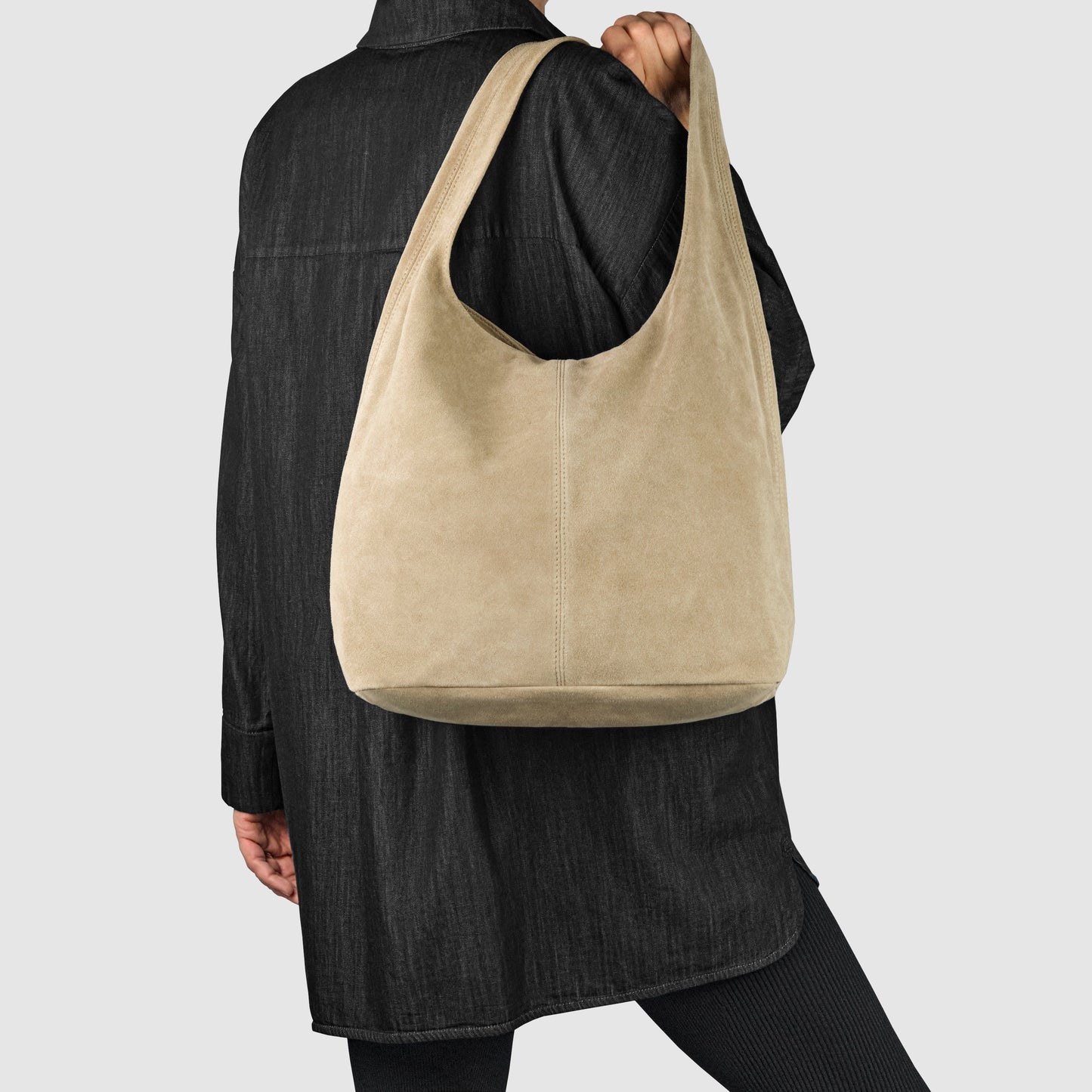 Suede Leather Hobo Bag