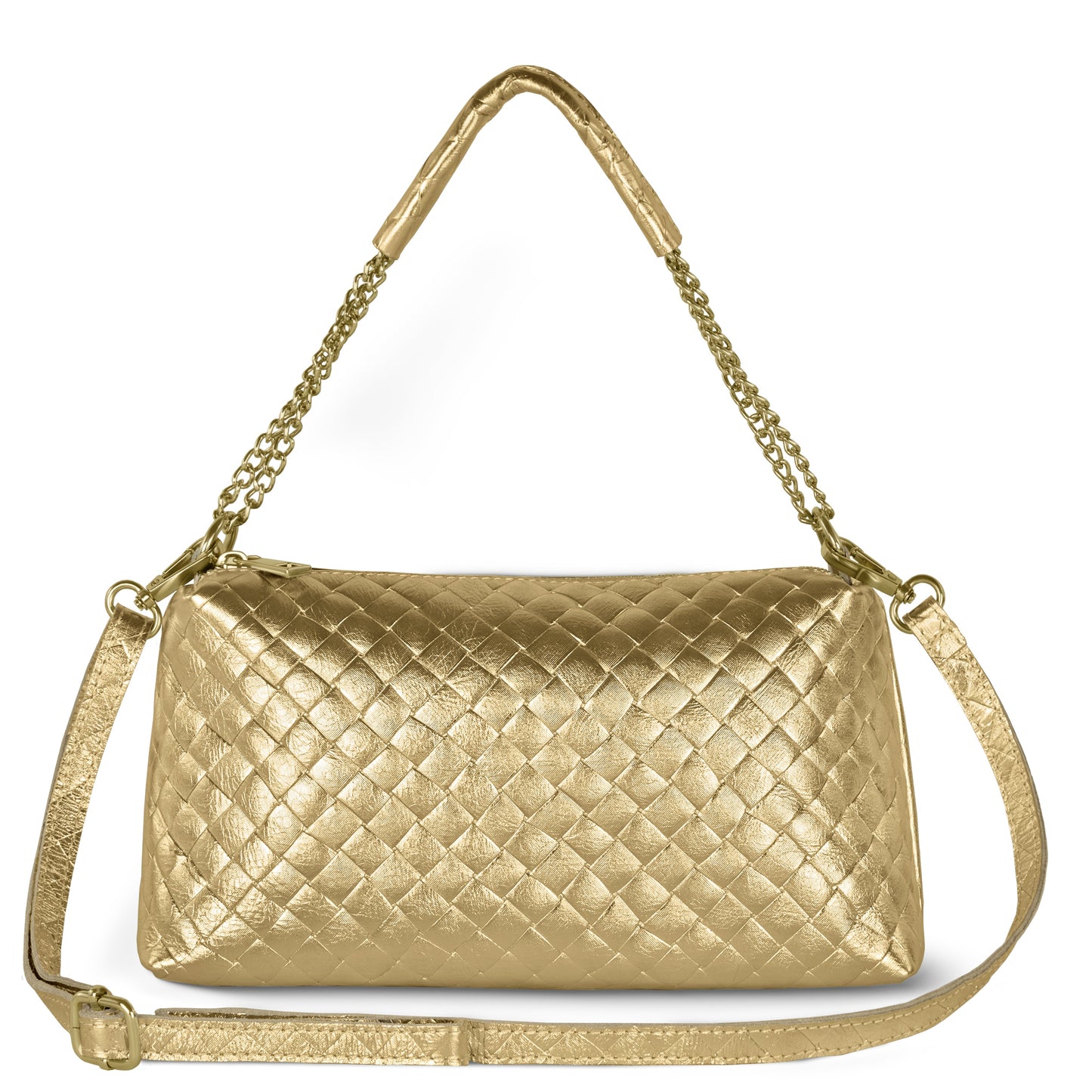 Weave Metallic Suede Leather Shoulder Bag
