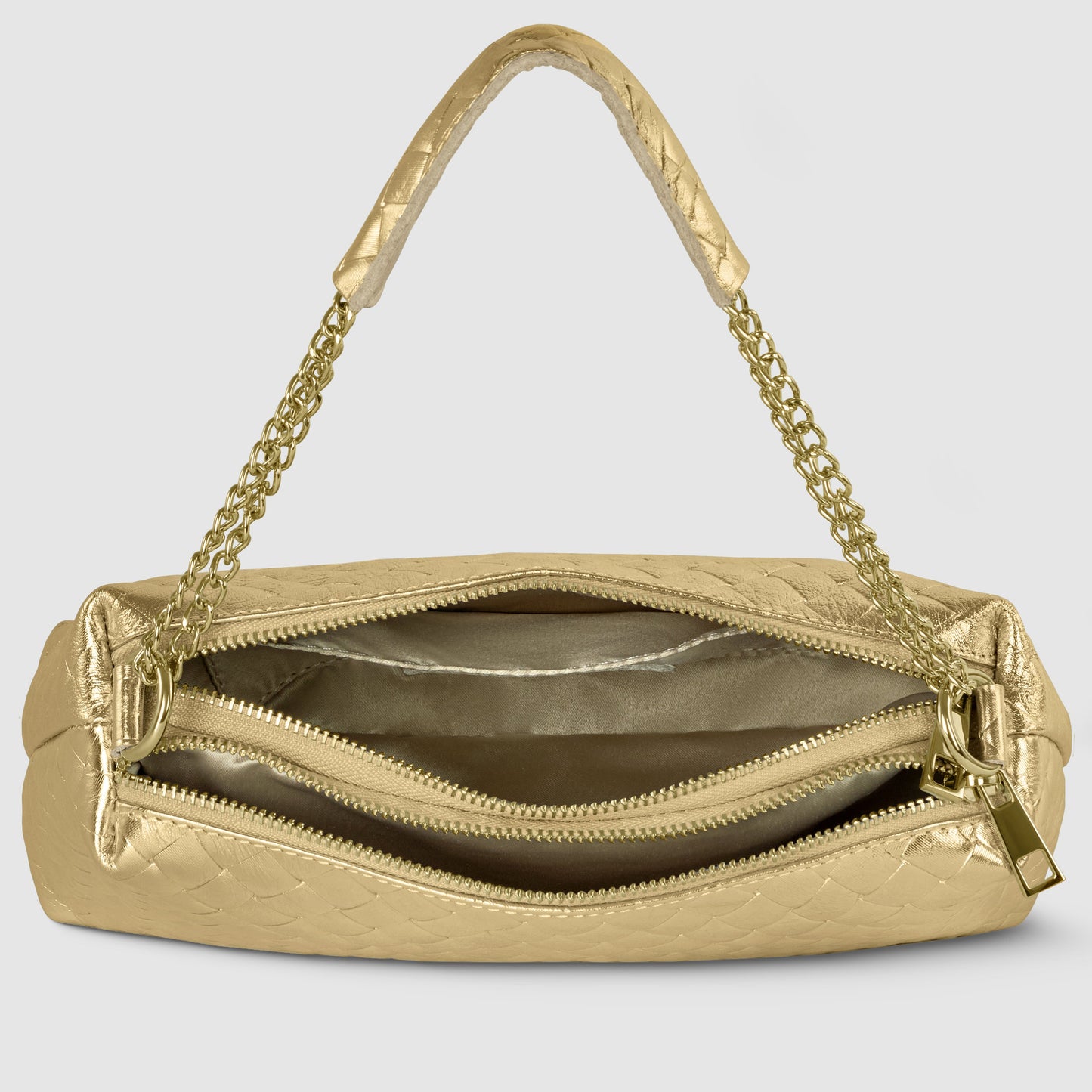 Weave Metallic Suede Leather Shoulder Bag