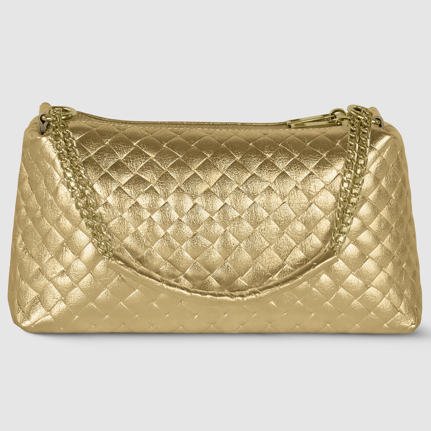 Weave Metallic Suede Leather Shoulder Bag