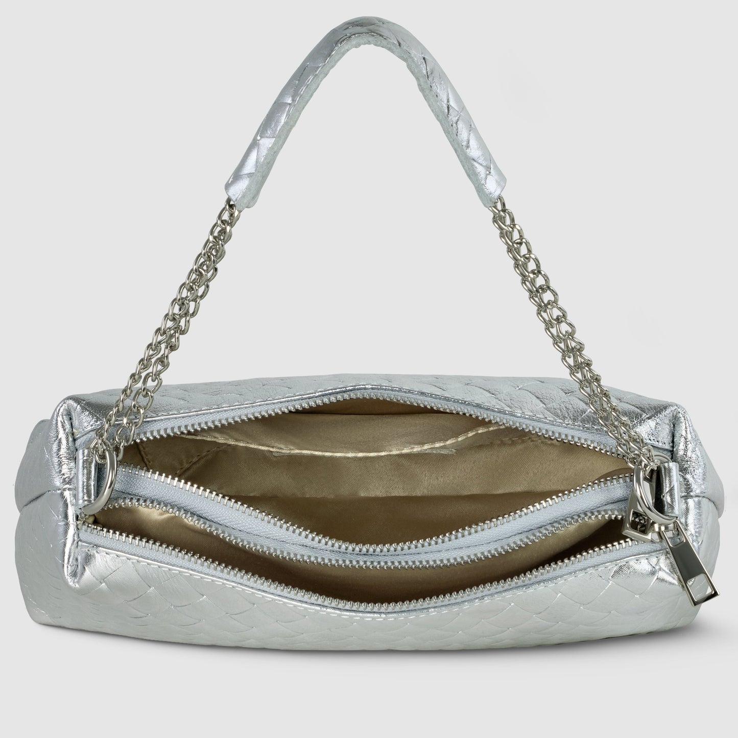 Weave Metallic Suede Leather Shoulder Bag