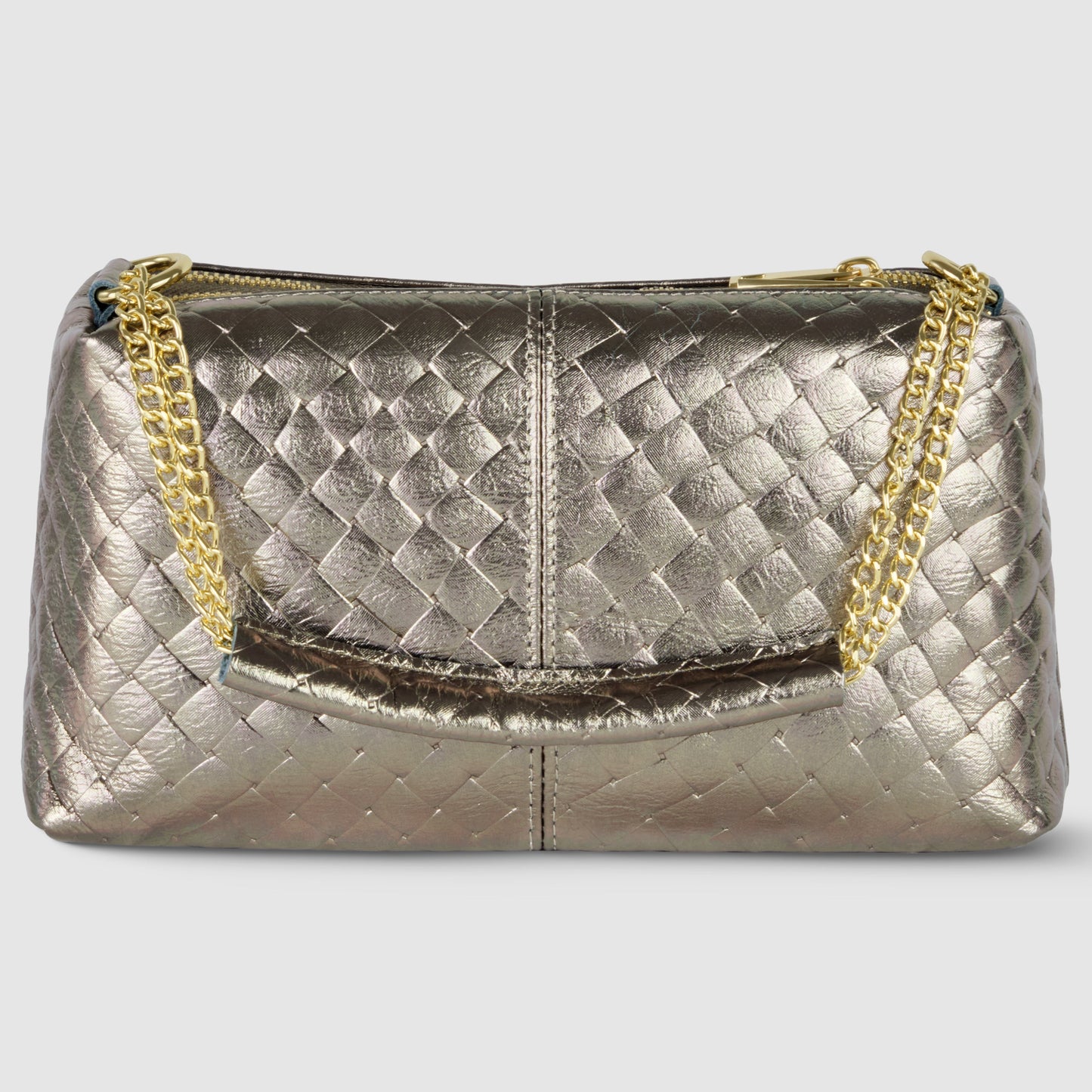 Weave Metallic Suede Leather Shoulder Bag
