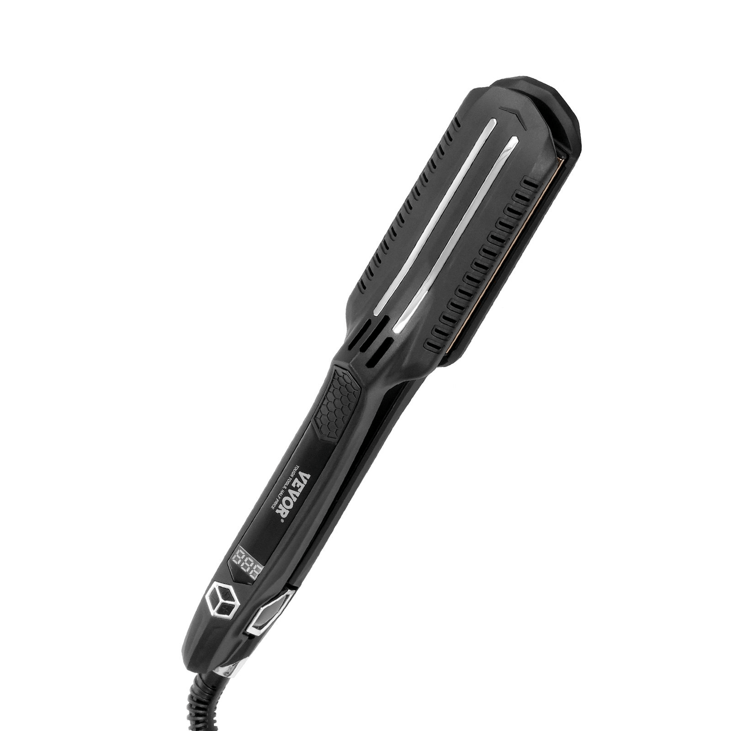 VEVOR Hair Straightener, 1.5-inch Titanium Flat Iron, Dual Infrared Hair Straightener Flat Iron with LCD Display and 19 Temp Levels - 210°F to 450°F, Dual Voltage 110V/240V for Salon Home Travel Use