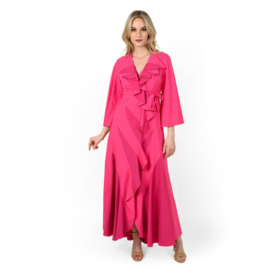 Godetted Cascading Front Maxi Dress