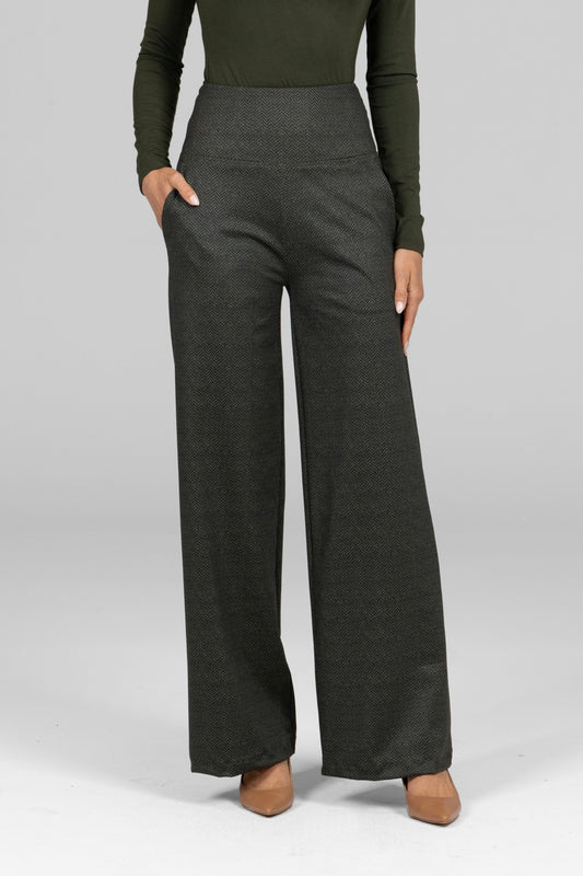 HIGH WAIST WIDE LEG PANT: OLIVE TWEED