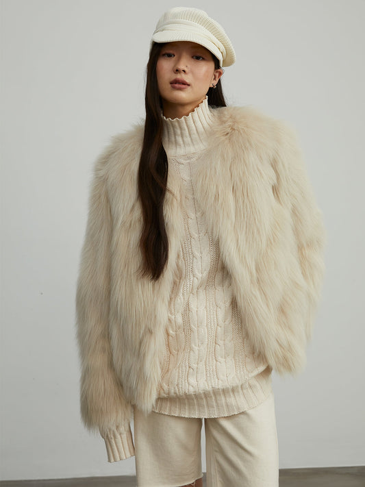 Reed Flower Fox Fur Coat