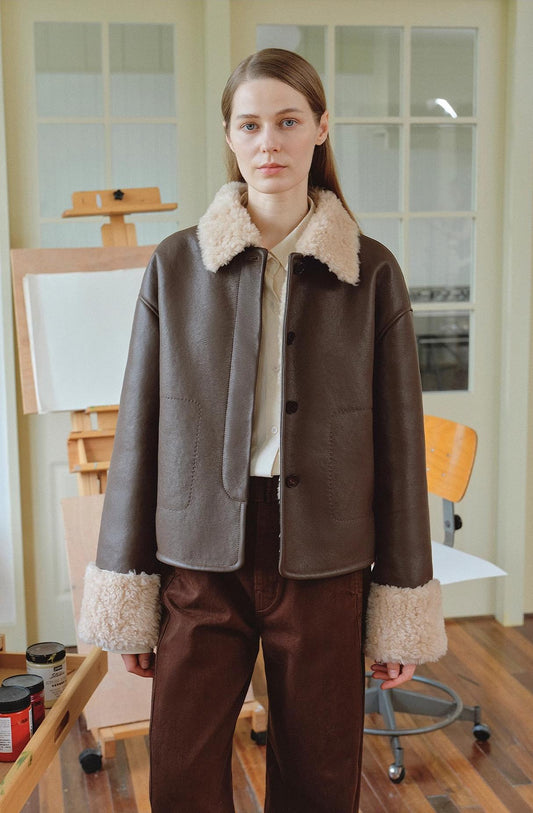 "Slightly Sweet Latte Second Generation" Shearling Jacket