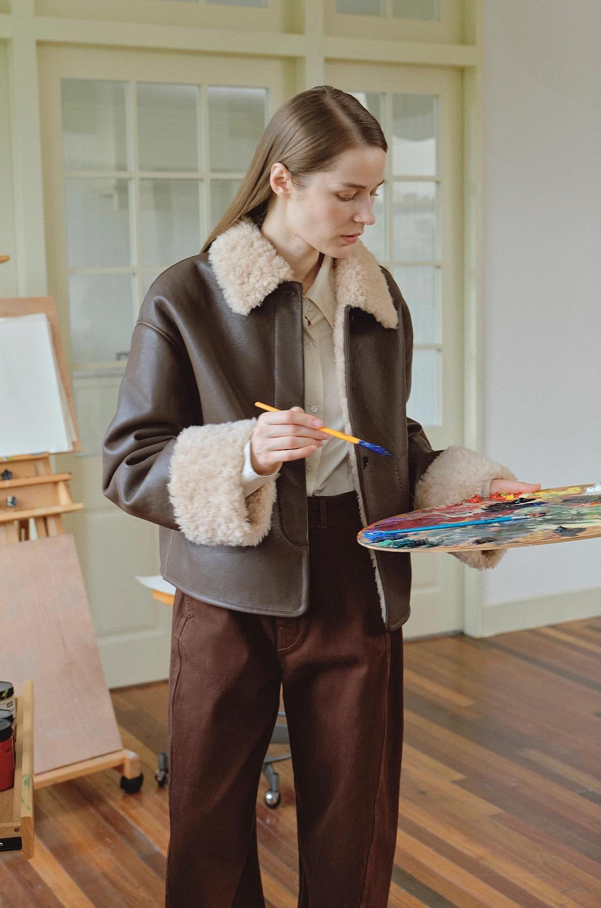 "Slightly Sweet Latte Second Generation" Shearling Jacket