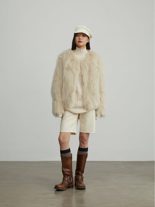 Reed Flower Fox Fur Coat
