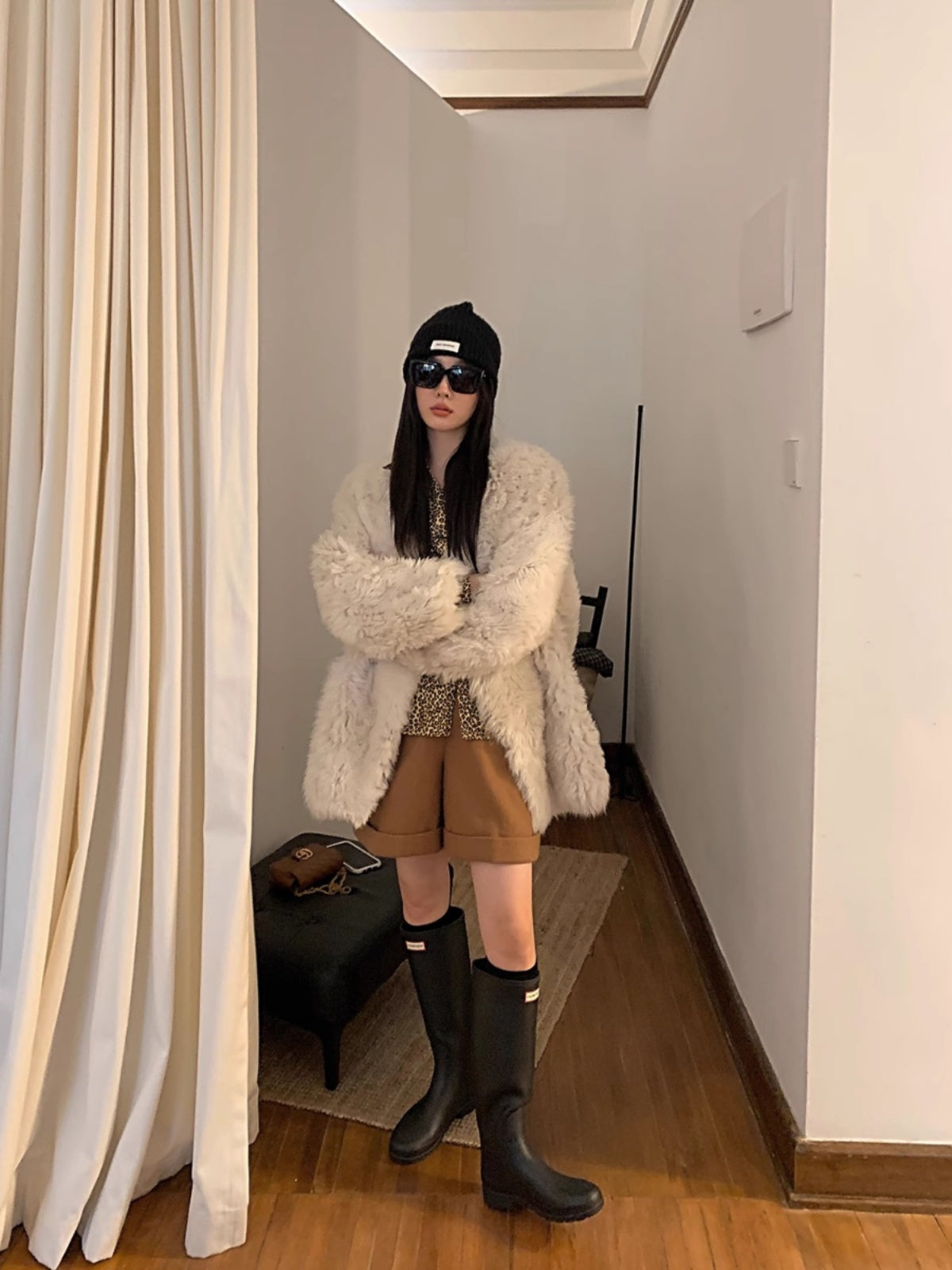 Peach Oolong Tuscan Sheepskin Coat