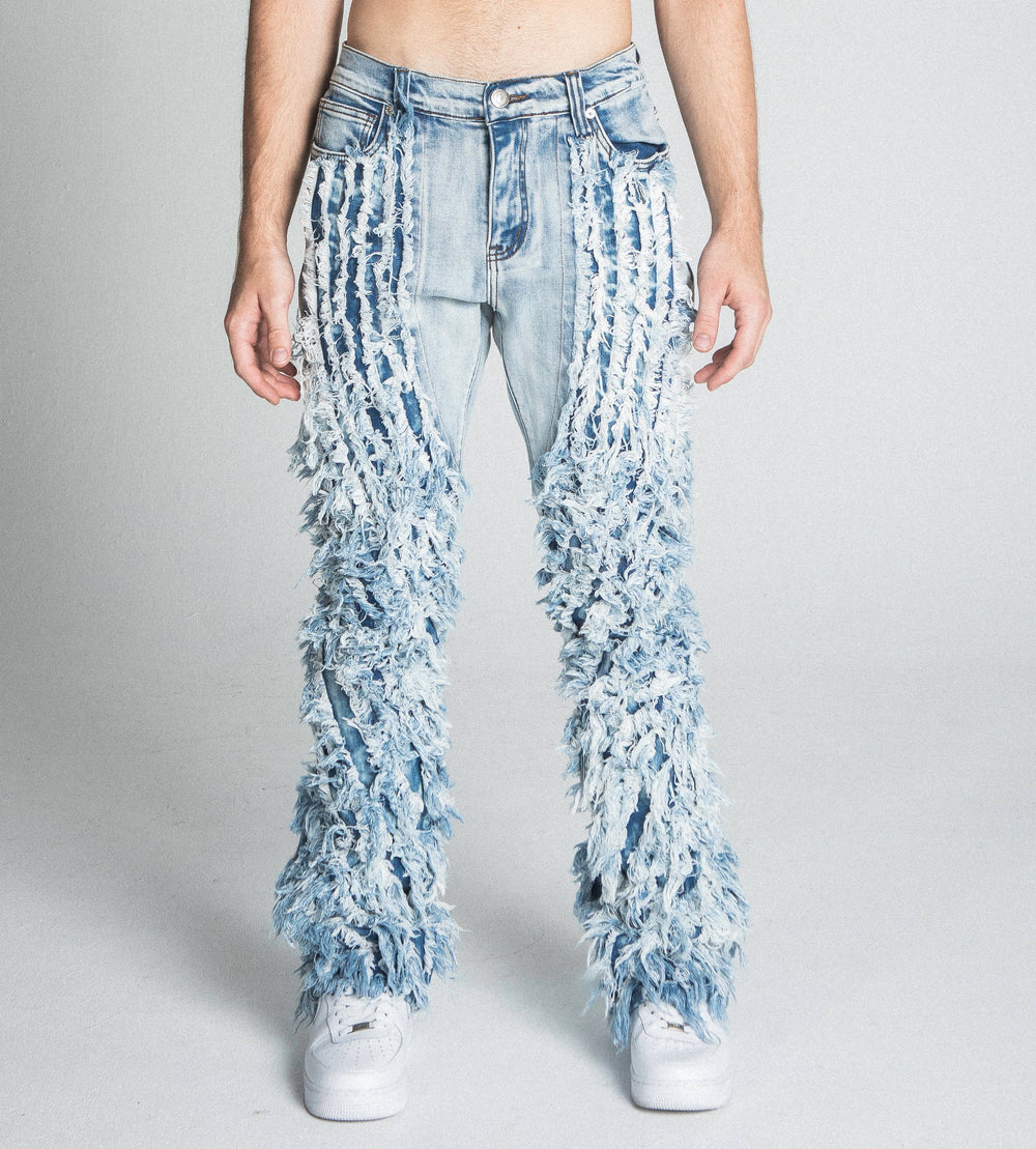 AJ18SK EXTREME FRAYED STACKED JEANS