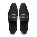 11-020-BLK MEO 3 Sueded Goatskin Penny Loafer, Black