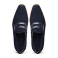 11-020-NVY MEO 3 Sueded Goatskin Penny Loafer, Navy