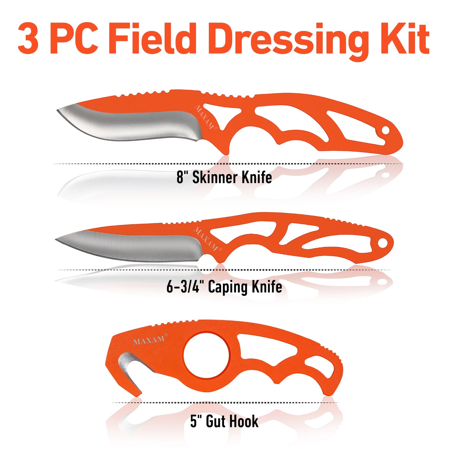 Maxam 3pc Rope Cutting Hook & Knife Kit- With Sheath - Rigging Knife