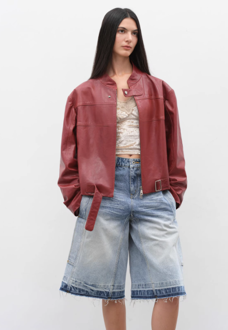 Caramel Mountain Retro Sheepskin Motorcycle Jacket