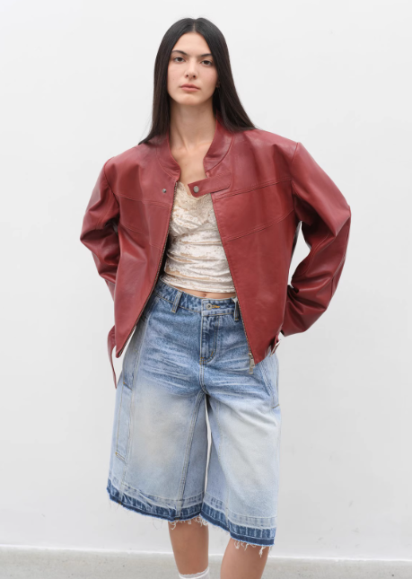 Caramel Mountain Retro Sheepskin Motorcycle Jacket