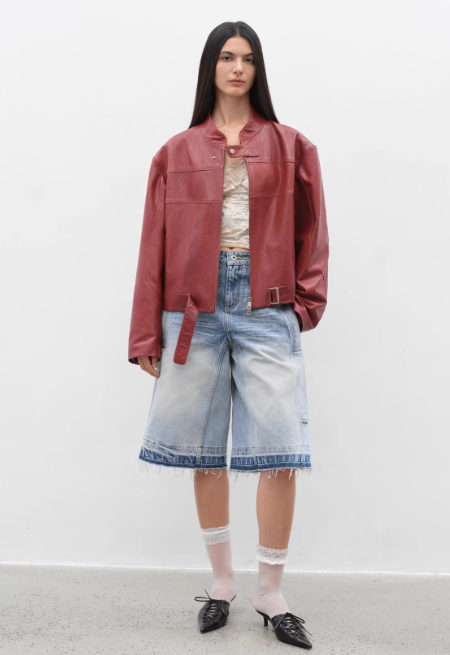 Caramel Mountain Retro Sheepskin Motorcycle Jacket