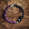 Soothing Protection - Amethyst Matte Onyx Evil Eye Charm Bracelet