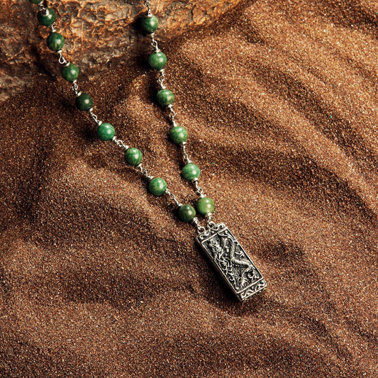 Mystical Power - Jade Stone Dragon Charm Necklace