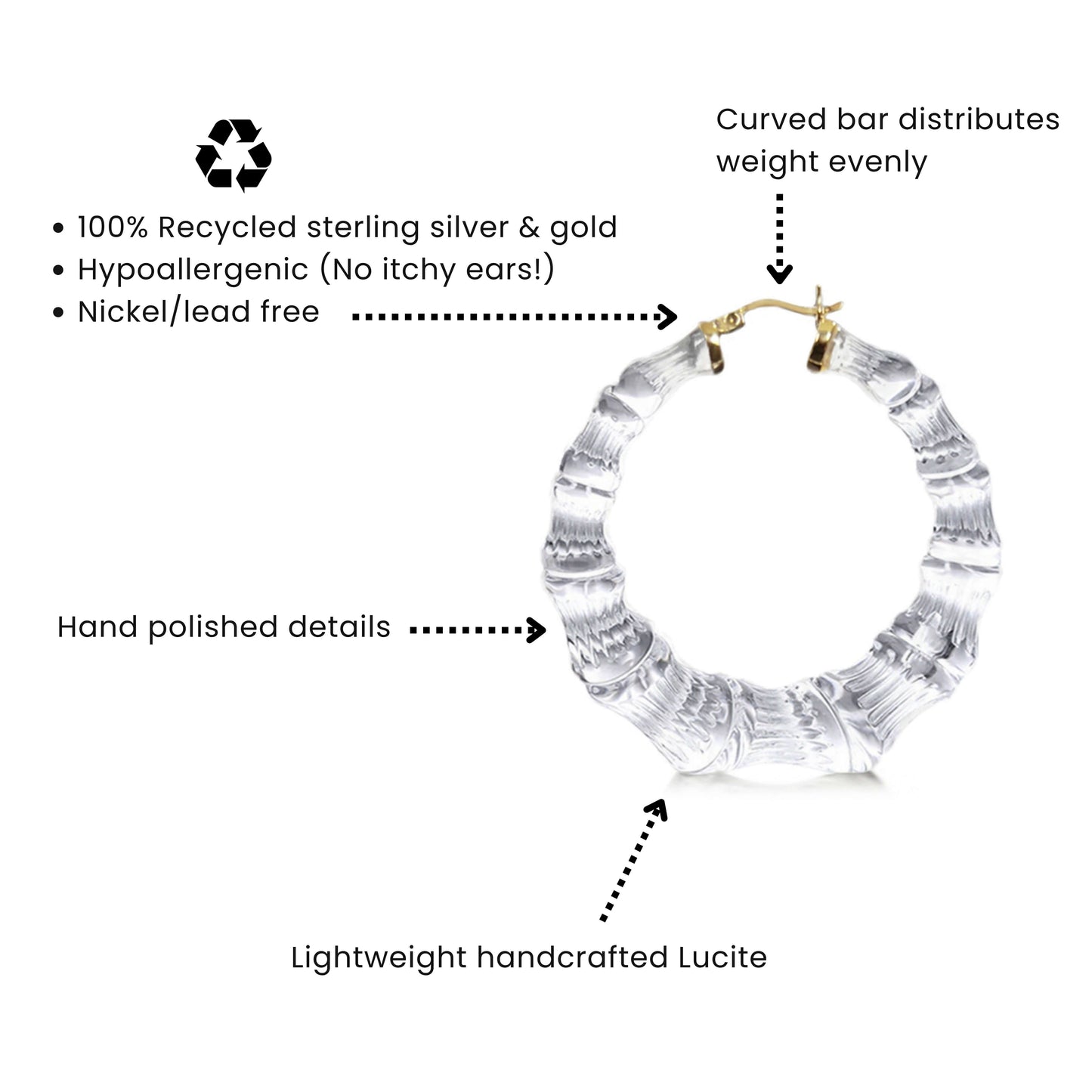 Blackberry Lucite Bamboo Hoop Earrings